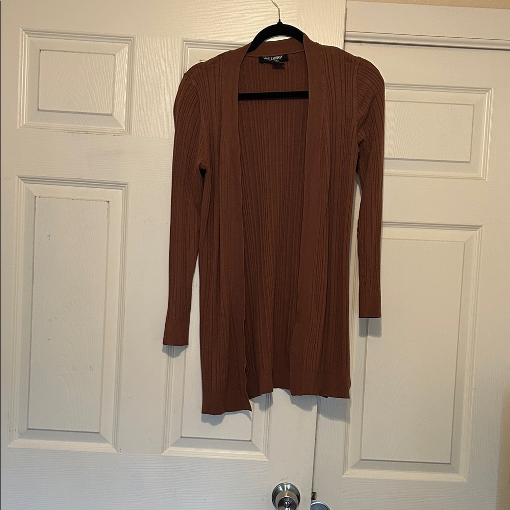 Elegant Brown Open-Front Cardigan